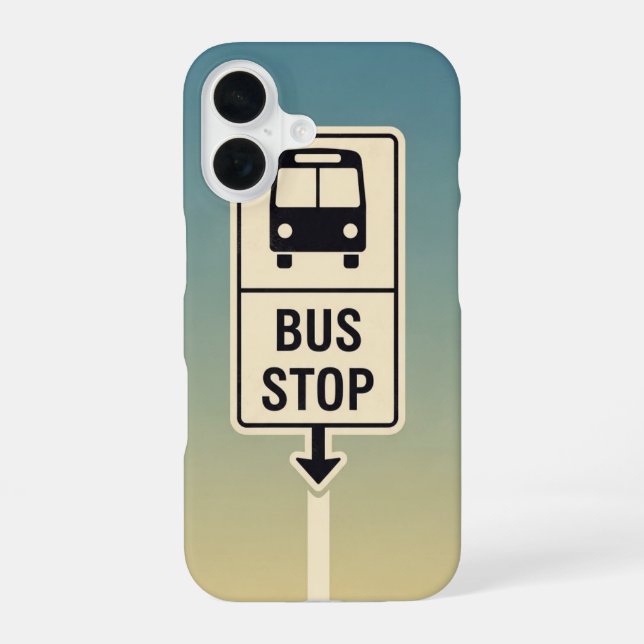 Retro Bus Stop Sign iPhone 16 Case (Back)