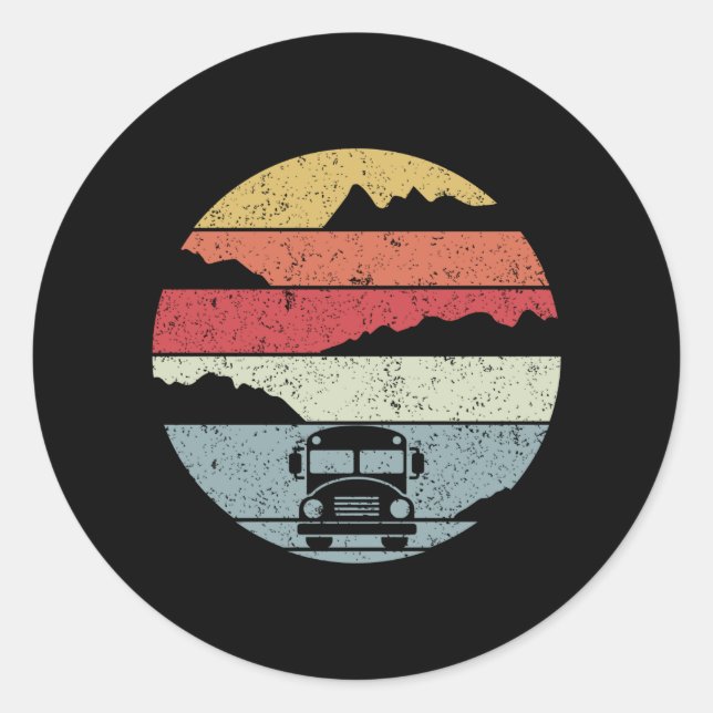 Retro Bus Trip Classic Round Sticker (Front)
