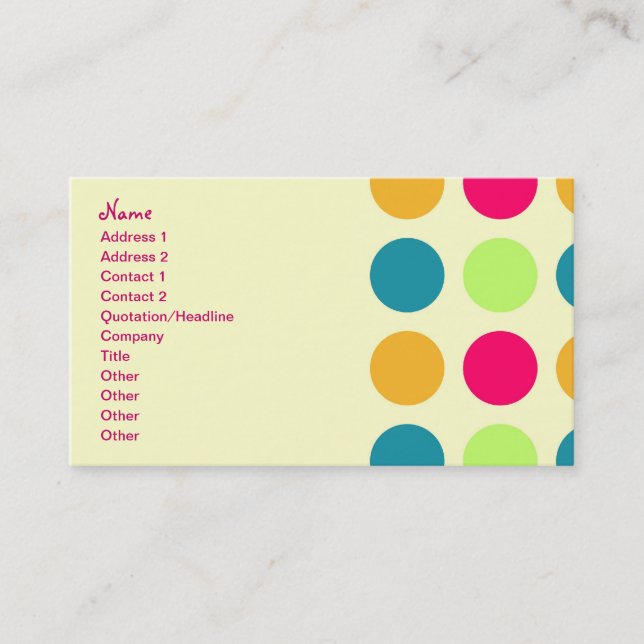Retro Business Candy Dotted Pattern Business Card (Front)