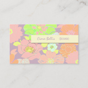 Retro Business card, pastel poppies Business Card