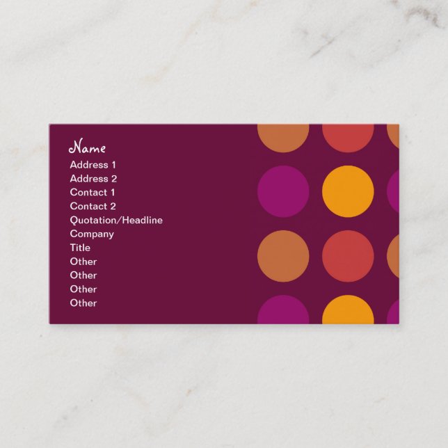 Retro Business Plum Dotted Pattern Business Card (Front)