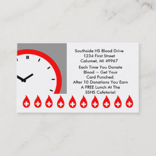Retro Business Punch Cards Blood Drive clock face