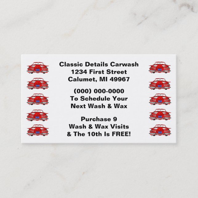 Retro Business Punch Cards Classic Cars Automotive (Front)