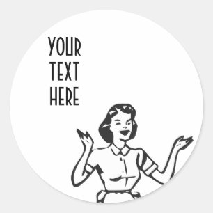 Retro Busy Housewife Classic Round Sticker