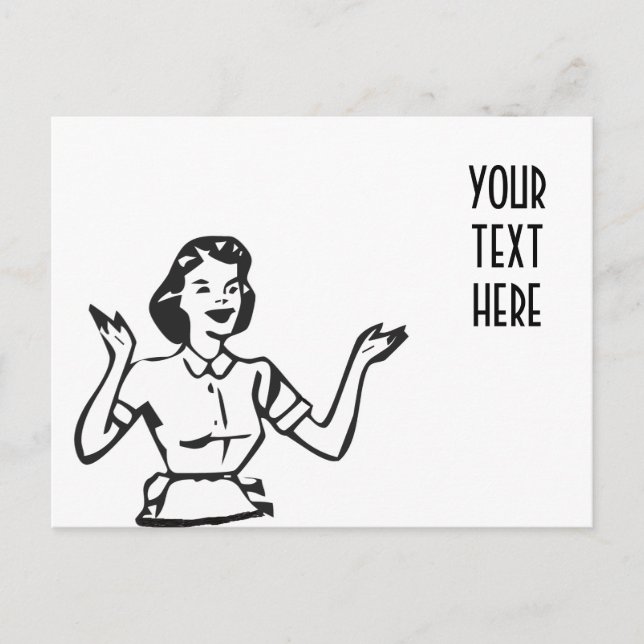 Retro Busy Housewife Postcard (Front)