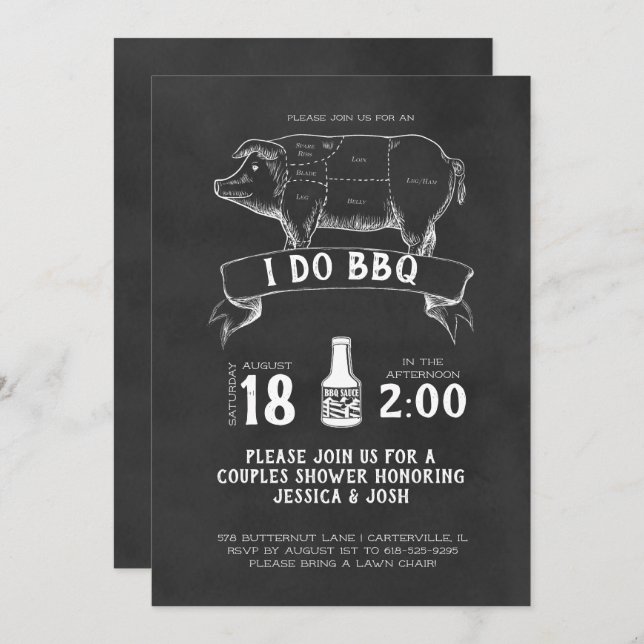Retro Butchers - I Do BBQ Invitation (Front/Back)