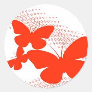 retro butterflies classic round sticker