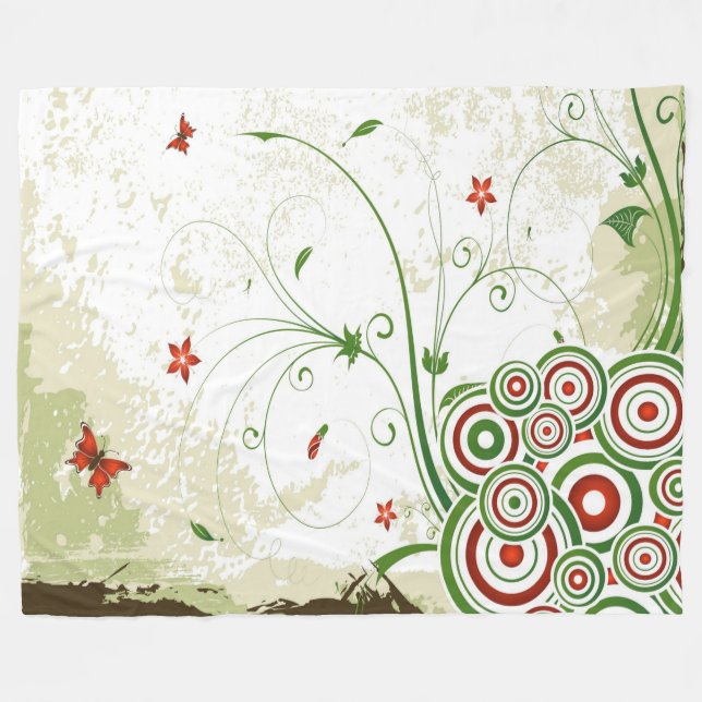 Retro Butterflies Fleece Blanket (Front (Horizontal))