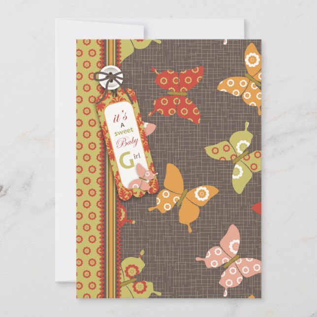 Retro Butterflies Invitation Card (Front)