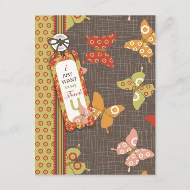 Retro Butterflies TY Postcard (Front)