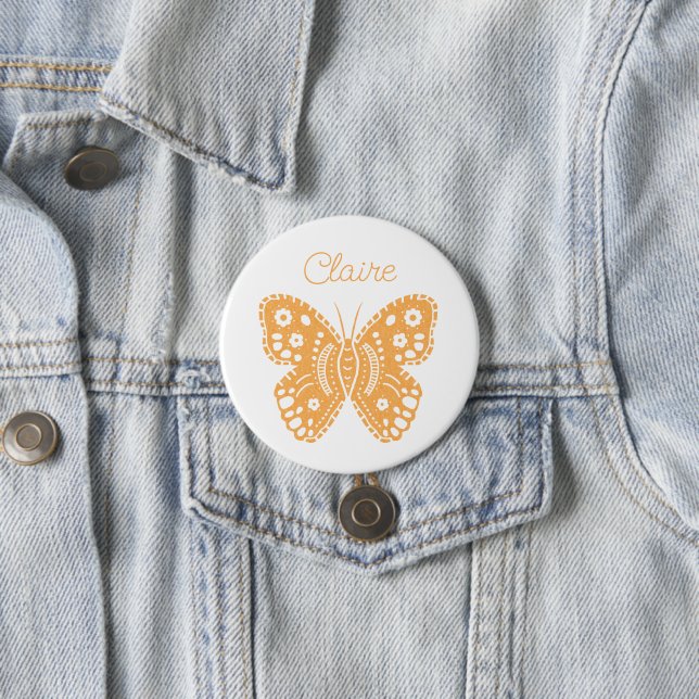 Retro Butterfly Birthday Party Favour 7.5 Cm Round Badge (In Situ)
