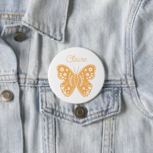 Retro Butterfly Birthday Party Favour 7.5 Cm Round Badge