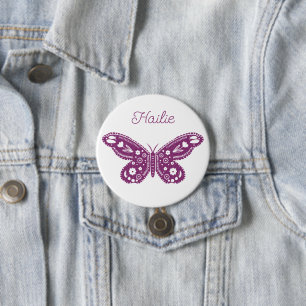 Retro Butterfly Birthday Party Favour 7.5 Cm Round Badge