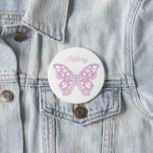 Retro Butterfly Birthday Party Favour 7.5 Cm Round Badge