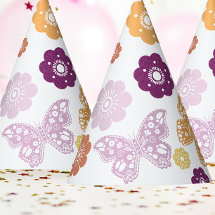 Retro Butterfly Birthday Party Hat