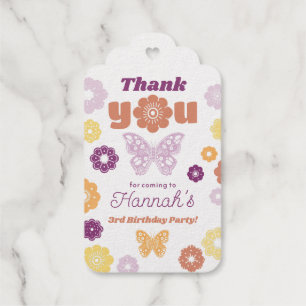 Retro Butterfly Birthday Thank You Gift Tags