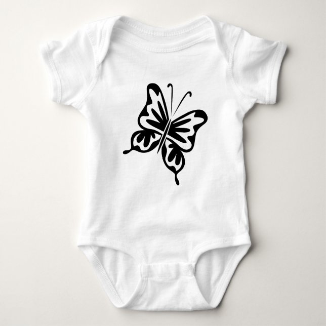 Retro Butterfly - Black Baby Bodysuit (Front)