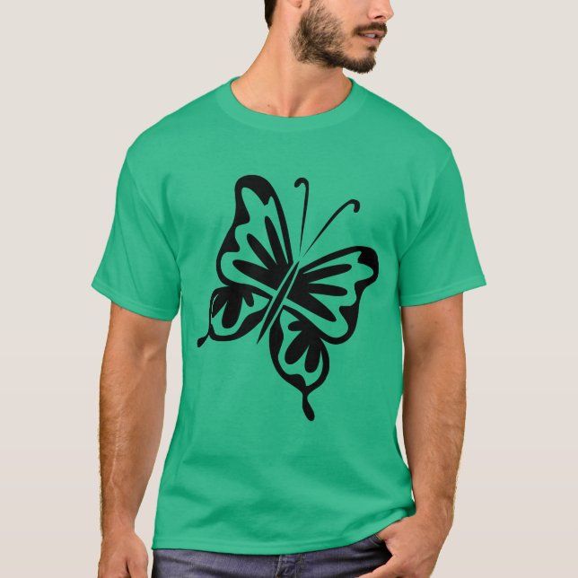 Retro Butterfly - Black T-Shirt (Front)