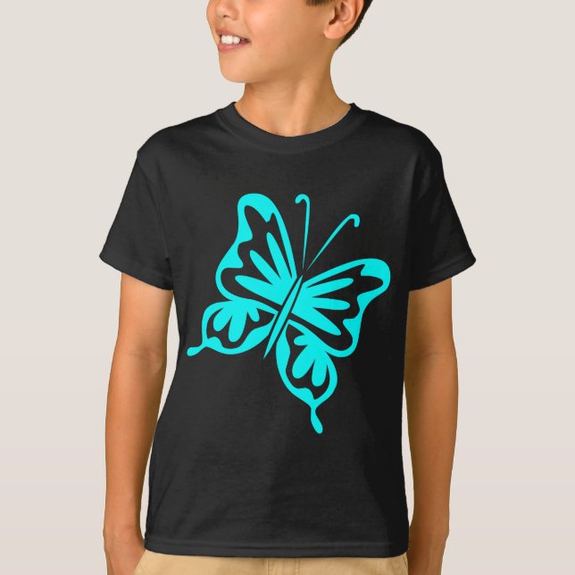 Retro Butterfly - Cyan T-Shirt (Front)
