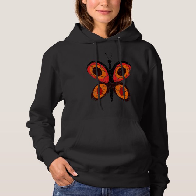 Retro Butterfly Distressed Hoodie (Front)