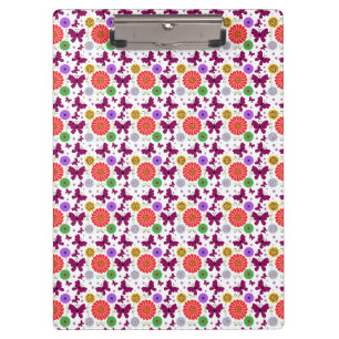 Retro butterfly Floral Pattern Colorul Folk Art Clipboard