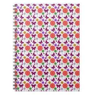 Retro butterfly Floral Pattern Colorul Folk Art Notebook