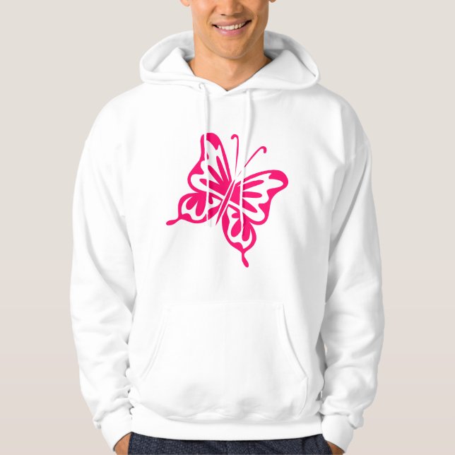 Retro Butterfly - Neon Red Hoodie (Front)