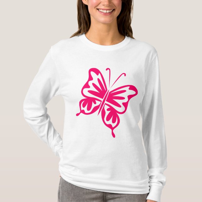 Retro Butterfly - Neon Red T-Shirt (Front)