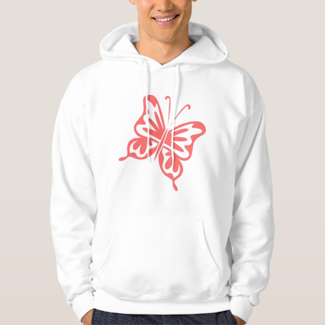 Retro Butterfly -  Tropical Pink Hoodie (Front)