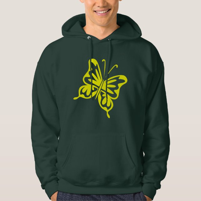 Retro Butterfly - Yellow Hoodie (Front)