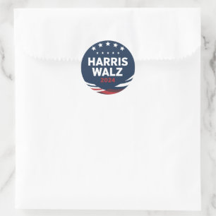 Retro Button Election for Democrats Harris Waltz Classic Round Sticker