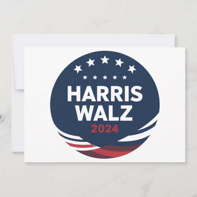 Retro Button Election for Democrats Harris Waltz  Invitation (Front)