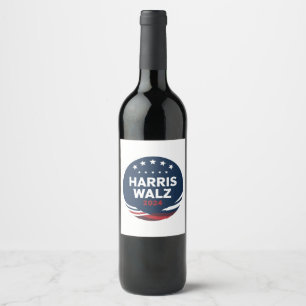 Retro Button Election for Democrats Harris Waltz  Wine Label