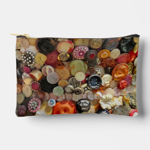 Retro Button Wristlet Accessory Pouch