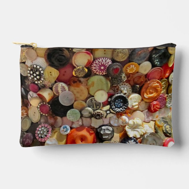Retro Button Wristlet Accessory Pouch (Front)