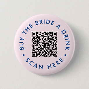 Retro Buy the Bride a Drink Bachelorette Party QR  6 Cm Round Badge