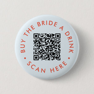 Retro Buy the Bride a Drink Bachelorette Party QR 6 Cm Round Badge