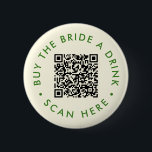 Retro Buy the Bride a Drink Bachelorette Party QR  6 Cm Round Badge<br><div class="desc">Bring a modern touch to the bride's bachelorette celebration with this Retro Buy the Bride a Drink Bachelorette Party QR Button. This button seamlessly blends vintage aesthetics with a contemporary twist, showcasing a stylish blue design and a customisable QR code. Capture the essence of retro vibes with a modern edge,...</div>