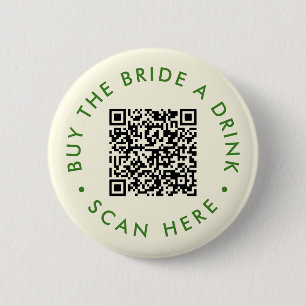 Retro Buy the Bride a Drink Bachelorette Party QR  6 Cm Round Badge
