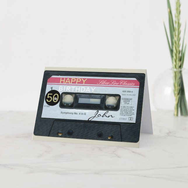 Retro C Audiotape 50th birthday recto-verso Name C Card (Front)