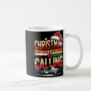 Retro Cabin Snowy Christmas Calling Lights Holiday Coffee Mug