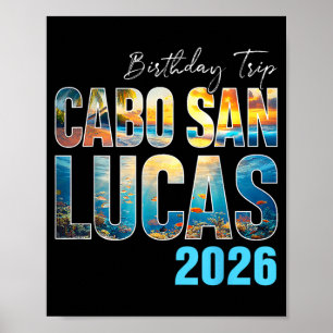 Retro Cabo San Lucas 2026 Birthday Trip Family Poster