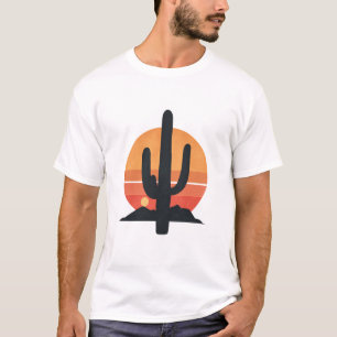 Retro Cactus Before Sunset In The Desert T-Shirt