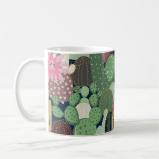 Retro Cactus Design: Seamless Fabric Texture Coffee Mug