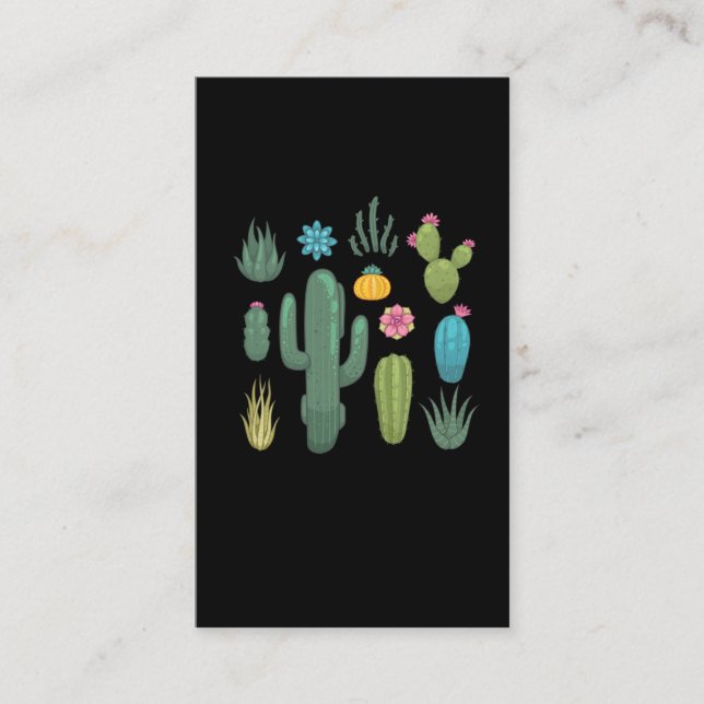 Retro Cactus Education Botanical Succulent Plants Business Card (Front)