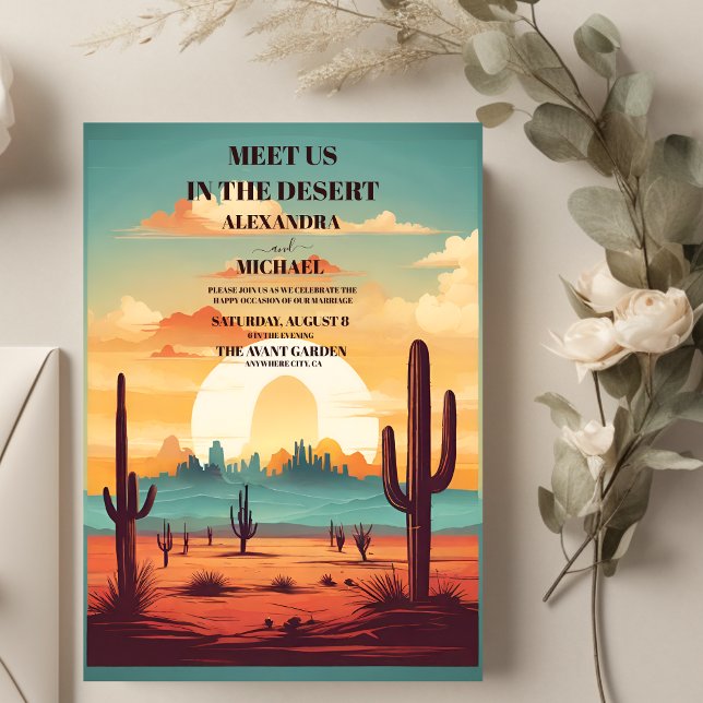 Retro Cactus Wedding Invitation (Creator Uploaded)