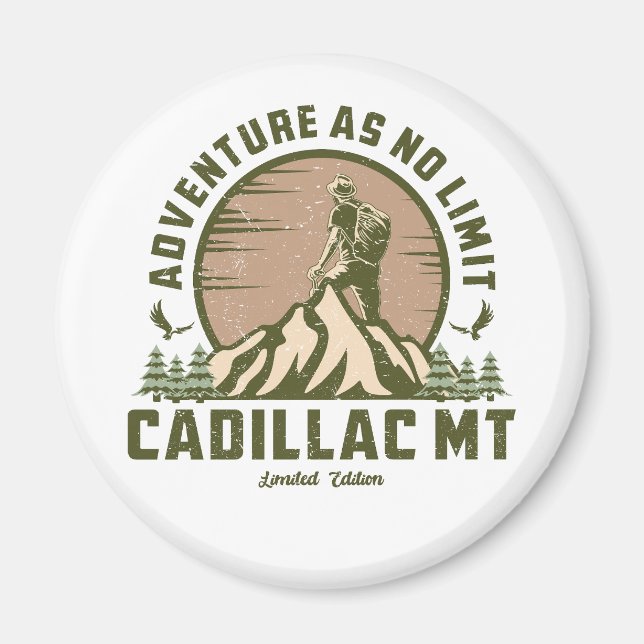 Retro Cadillac Mountain Hike Sunset Magnet (Front)