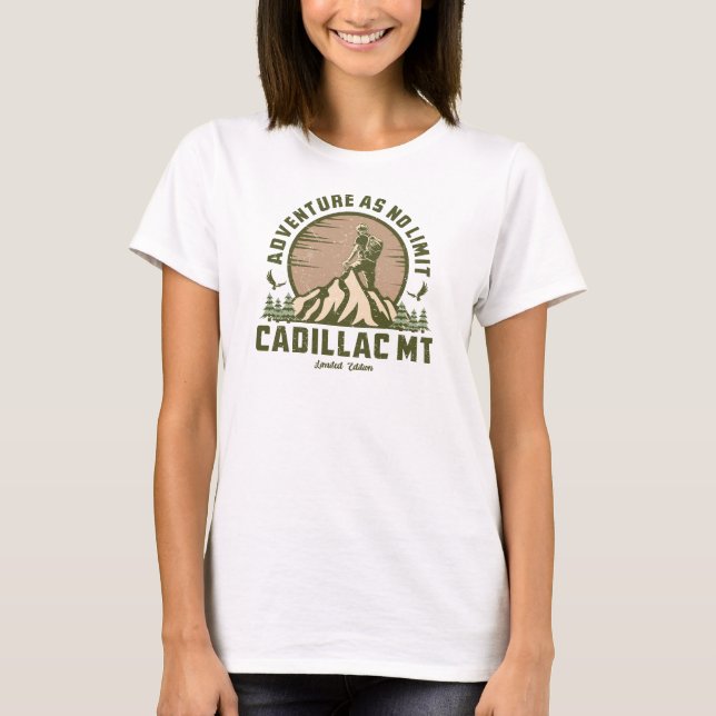 Retro Cadillac Mountain Hike Sunset T-Shirt (Front)