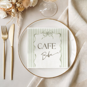 Retro Cafe Bebe Neutral Bow Coffee Baby Shower Napkin