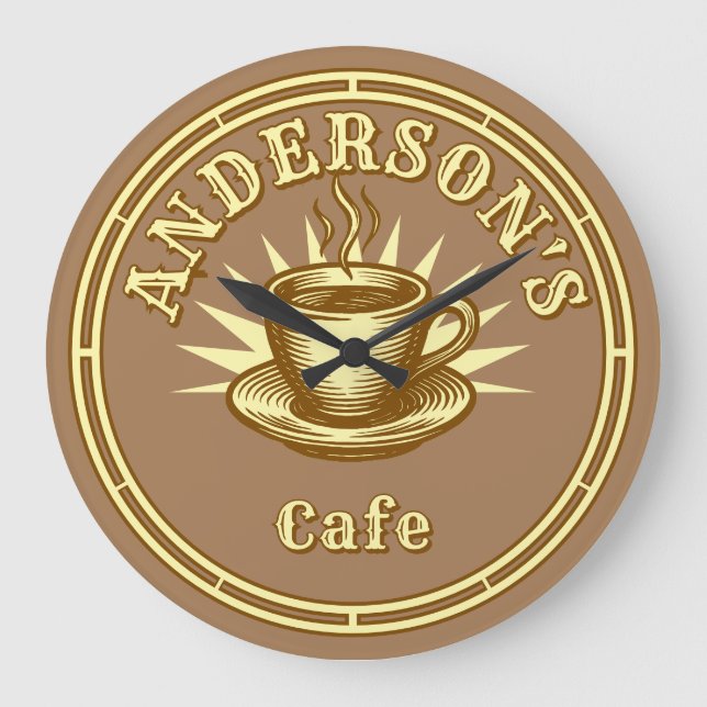 Retro Cafe Sign Template Large Clock (Front)